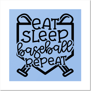 Eat Sleep Baseball Repeat Cute Funny Posters and Art